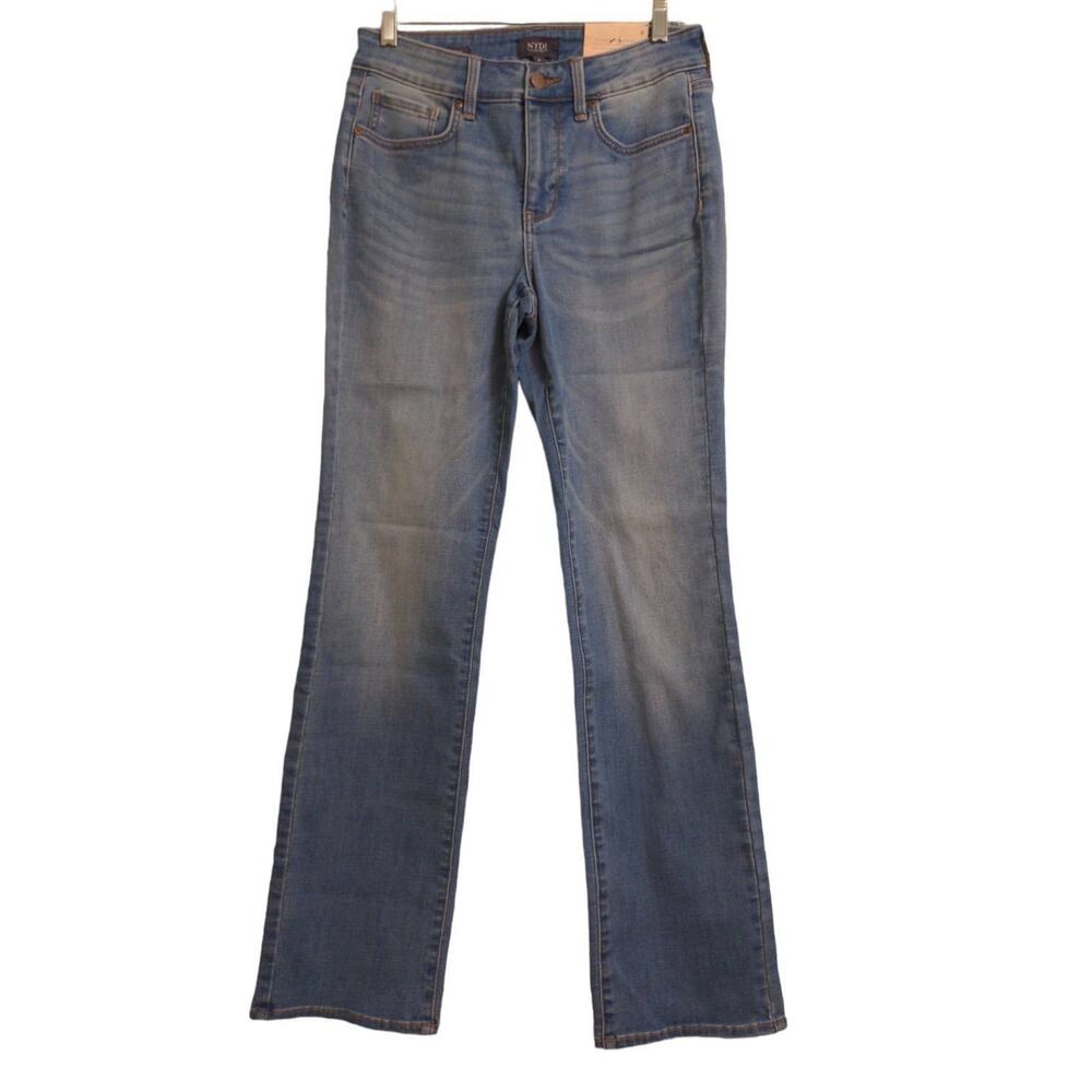 NYDJ Marilyn Straight Leg Jeans Blue Stretch Medium Wash Mid Rise Denim 6 New